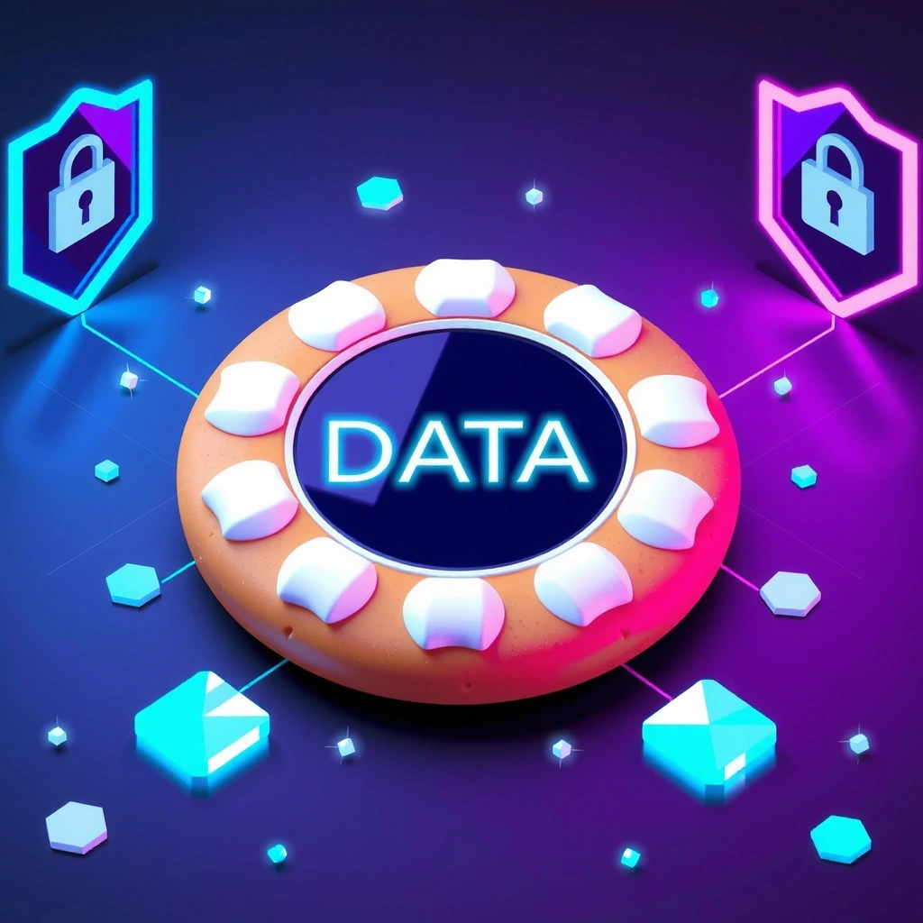 Cookie illustration showing digital privacy and security
